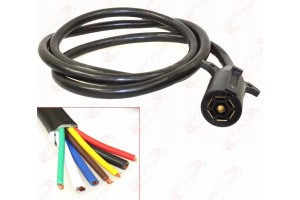 7FT Foot 7 Way Trailer Cord Wire Harness Light Plug Connector Molded RV Cable